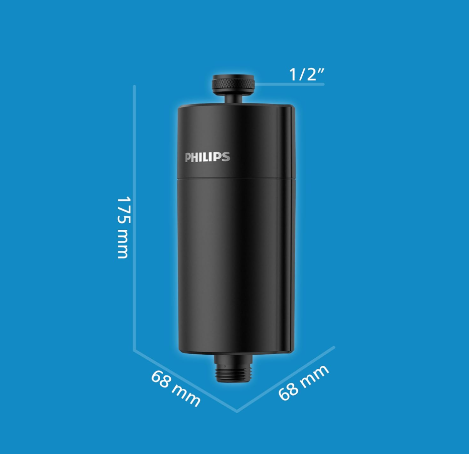 PHILIPS Water In-Line Shower Filter Black